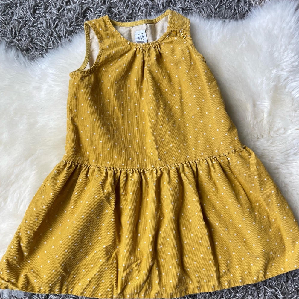 Baby Gap size 4 yellow corduroy polka dot dress